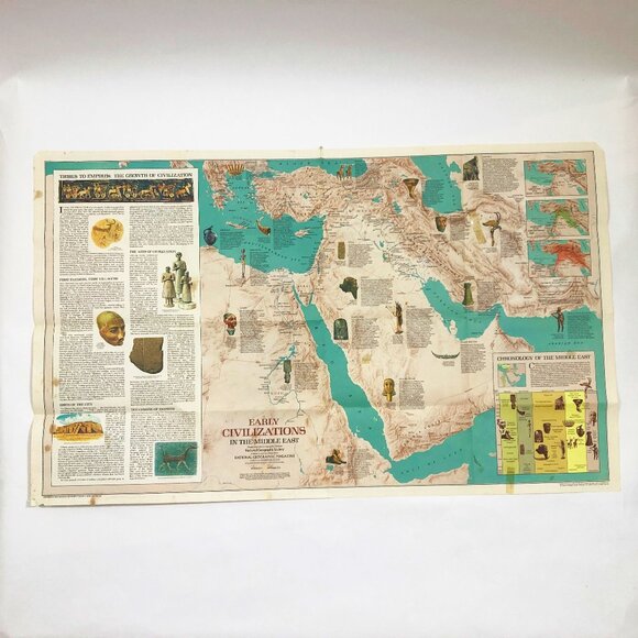 Vintage National Geographic Map Of The Middle East Sept 1978 - Picture 5 of 6